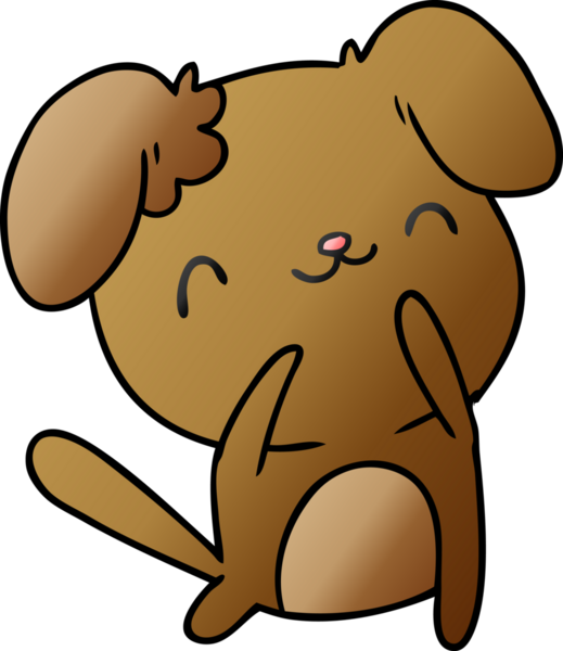 bir insan tarafından çizilmiş sevimli bir köpeğin gradyan çizimi kawaii