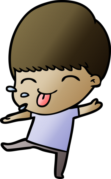 Çizgi filmci çocuk bir insan tarafından çizilmiş dili dışarı çıkarıyor.