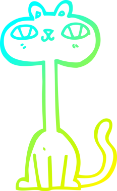 Bir insan tarafından çizilen çizgi film kedisinin soğuk gradyan çizgisi.