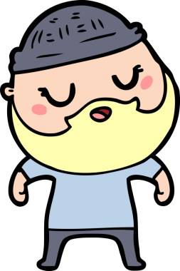 Bir insan tarafından çizilmiş sakallı sevimli bir çizgi film adamı.