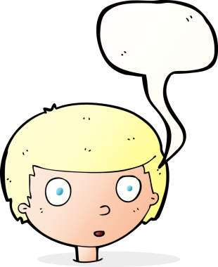 Bir insan tarafından çizilmiş konuşma balonu olan meraklı bir çocuk.