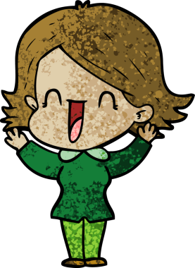 Bir insan tarafından çizilmiş mutlu bir kadın.