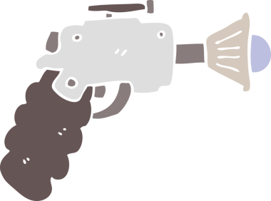 Bir insan tarafından çizilmiş düz renkli ışın tabancası