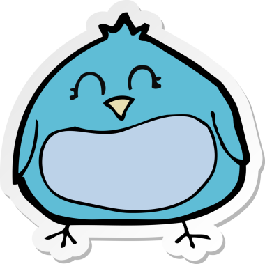 Bir insan tarafından çizilmiş şişman bir kuşun çıkartması.