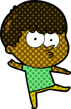 Bir insan tarafından çizilmiş meraklı bir çocuk.