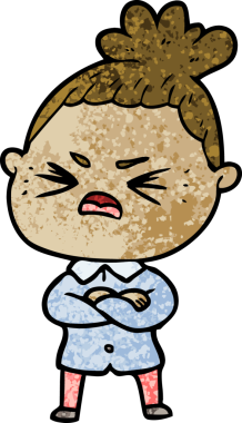 Bir insan tarafından çizilmiş kızgın bir kadın.