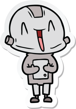 Bir insan tarafından çizilmiş robot karikatür çıkartması.