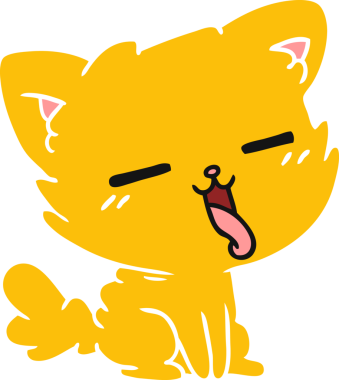 Bir insan tarafından çizilmiş kawaii kedisinin serbest çizimi.