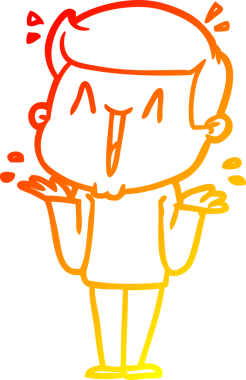 Bir insan tarafından çizilmiş, heyecanlı bir çizgi film çizimi.