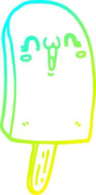 Bir insan tarafından çizilmiş donmuş buz lolipopunun soğuk gradyan çizimi