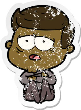 Bir insan tarafından çizilmiş yorgun bir çizgi filmin sıkıntılı çıkartması.