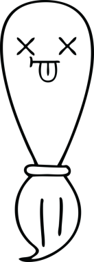 Bir insan tarafından çizilmiş boya fırçasının çizgi çizimi