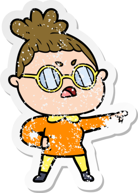 Bir insan tarafından çizilmiş bir karikatürün sıkıntılı çıkartması.