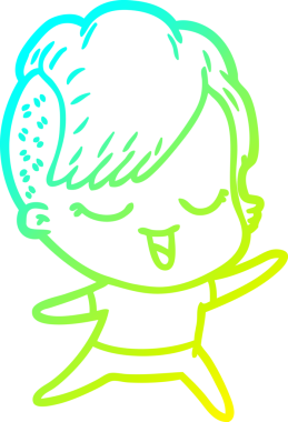 Bir insan tarafından çizilmiş mutlu çizgi film kızı çizimi.