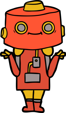 Bir insan tarafından çizilmiş çizgi film robotu