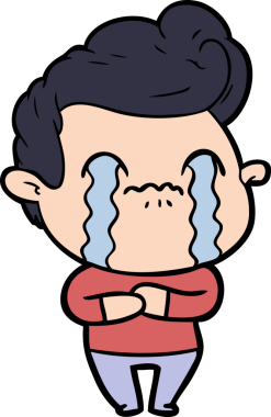 Bir insan tarafından çizilmiş ağlayan çizgi film adamı.