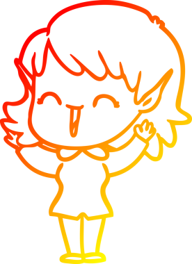 Bir insan tarafından çizilmiş çizgi film karakteri bir elf kızı çizimi