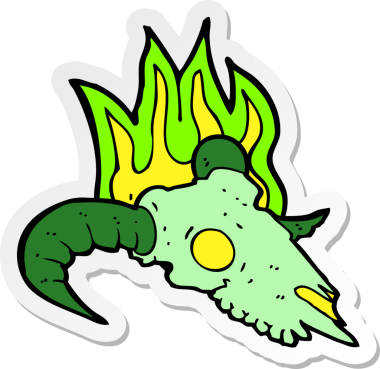 Bir insan tarafından çizilmiş sihirli koç kafatası çıkartması.