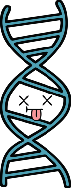 Bir insan tarafından çizilmiş DNA iplikçikli şirin bir çizgi film.