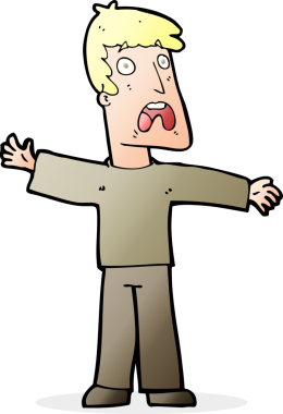 Bir insan tarafından çizilmiş korkmuş bir adam.