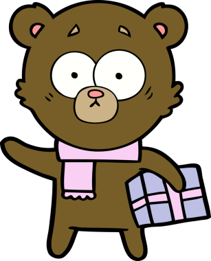 Bir insan tarafından çizilmiş gergin bir Noel Ayısı çizgi filmi.