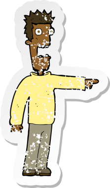 Bir insanın çizdiği korku dolu bir karikatürün gerilimli çıkartması.