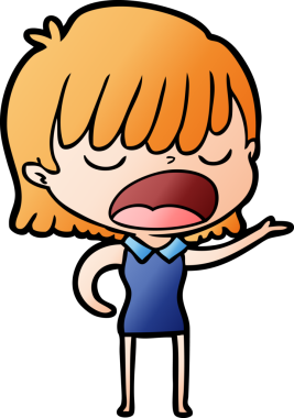 Çizgi filmdeki kadın bir insan tarafından yüksek sesle çizilmiş.