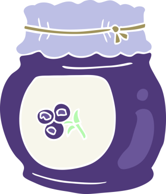 Bir insan tarafından çizilen yaban mersini reçelinin düz renk çizimi