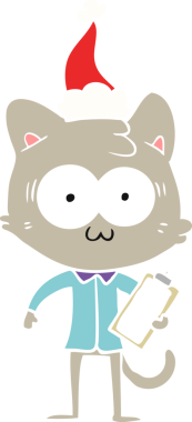 Bir insan tarafından çizilmiş Noel Baba şapkası giymiş, şaşırmış bir ofis çalışanının el çizimi.