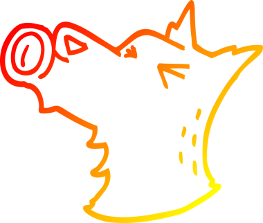 Bir insan tarafından çizilen uluyan bir köpeğin sıcak çizgi çizimi