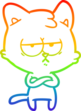 gökkuşağı gradyan çizimi bir insan tarafından çizilmiş sıkılmış çizgi film kedisi