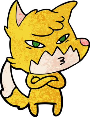 Bir insan tarafından çizilmiş akıllı çizgi film tilkisi.