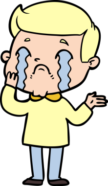 Bir insan tarafından çizilmiş ağlayan çizgi film adamı.