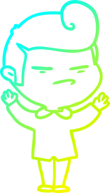 Bir insan tarafından çizilmiş, moda saç kesimli, karikatür çizen havalı bir adam.