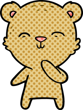 Bir insan tarafından çizilmiş mutlu çizgi film ayısı.