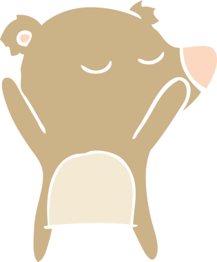 Bir insan tarafından çizilmiş mutlu düz renkli çizgi film ayısı.