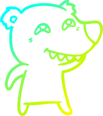 Bir insan tarafından çizilmiş dişleri gösteren bir kutup ayısının soğuk çizgi çizimi.