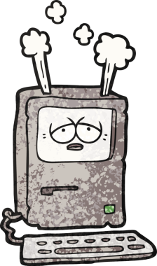 çizgi film yorgun bilgisayar aşırı ısınması bir insan tarafından çizilmiş