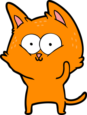 Bir insan tarafından çizilmiş çizgi film kedisi.