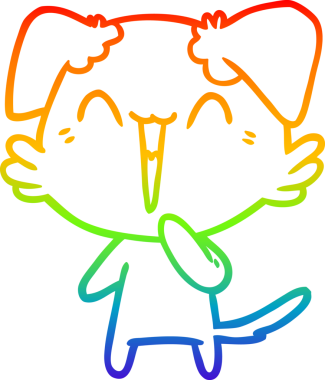 Gökkuşağı gradyan çizgisi bir insan tarafından çizilmiş gülen küçük bir köpek çizgi filmi