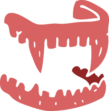 Bir insan tarafından çizilmiş cadılar bayramı dişleri.