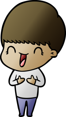 Bir insan tarafından çizilmiş mutlu çizgi film çocuğu.