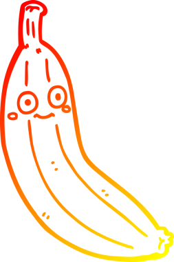 Bir insan tarafından çizilmiş bir muzun sıcak çizgi çizimi