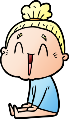 Bir insan tarafından çizilmiş mutlu yaşlı kadın çizgi filmi.