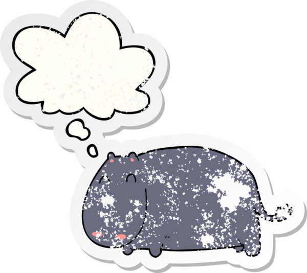 Düşünce baloncuğu olan çizgi film suaygırı, insan tarafından çizilmiş yıpranmış bir çıkartma.