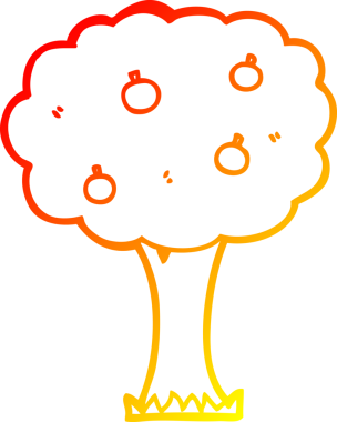 Bir insan tarafından çizilmiş bir elma ağacının sıcak gradyan çizimi