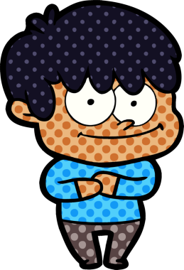 Bir insan tarafından çizilmiş mutlu çizgi film adamı.