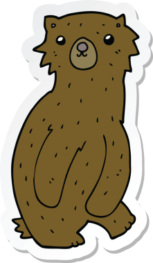 Bir insan tarafından çizilmiş çizgi film ayısının çıkartması.