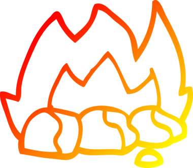 Bir insan tarafından çizilen yanan kömürlerin sıcak çizgi çizimi