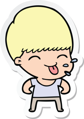 Bir insan tarafından çizilmiş komik bir çizgi film çocuğunun çıkartması.